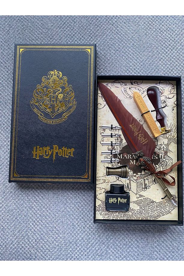 Harry Potter Mumlu Mühürlü Mürekkepli Divit Kalem Set Kuş Tüyü Sevgili Yeni Yıl Yılbaşı Hediye - 2