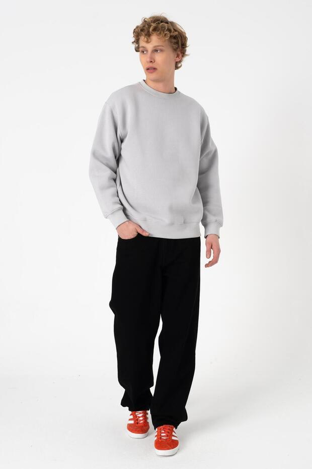 Taş Renk Oversize Şardonlu Basic Erkek Sweatshirt - 6
