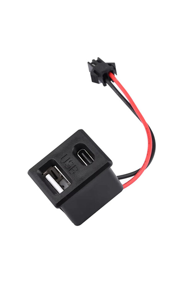 Type-C / Usb A Dişi Soket Kavisli 2 Pin 10cm Kablo Jst Çift Usb 5V 2A - 7