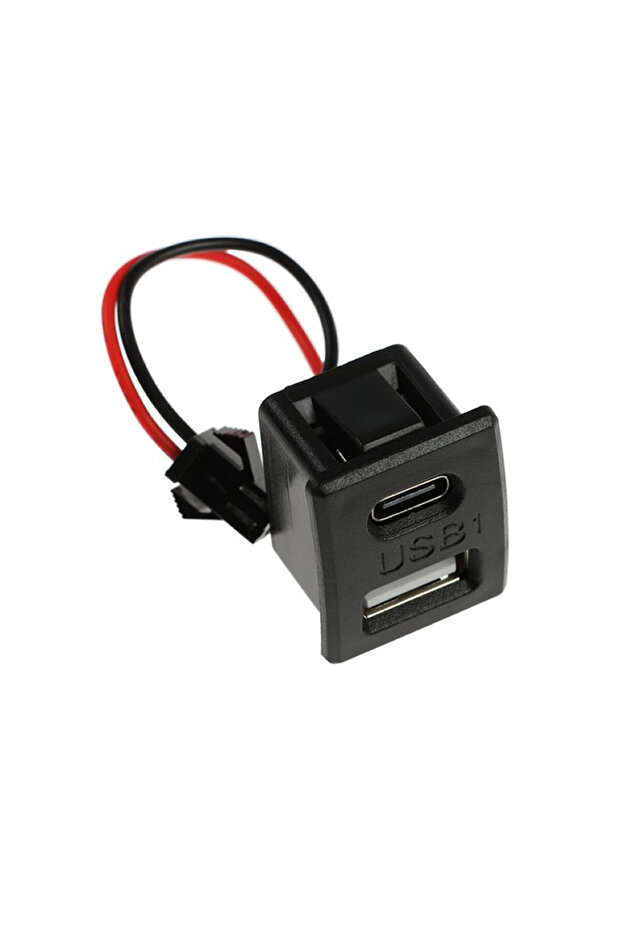 Type-C / Usb A Dişi Soket Kavisli 2 Pin 10cm Kablo Jst Çift Usb 5V 2A - 3