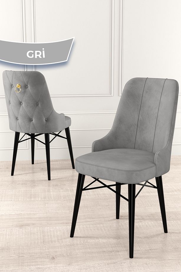 Are Serisi 80x132 Açılabilir Mdf Siyah Mermer Desen Masa Takımı Ve 6 Siyah Sandalye - 6