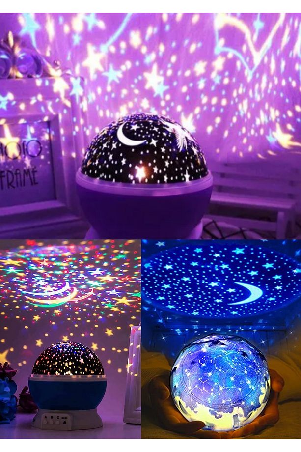 Projeksiyon Led Işıklı Ay Yıldızlı Gece Lambası Çocuk,Bebek,Genç Odası Uyumluve Hediyelik Çok Amaçlı - 3