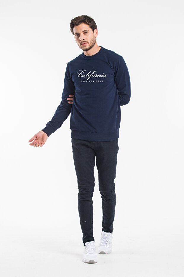 Men's Crew Neck Regular Fit Slim California Printed Sweatshirt Spr24Sw125