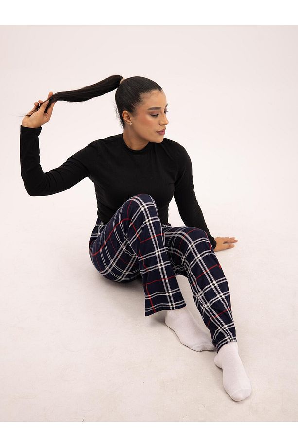 Ekose Kareli Yılbaşı Pijama Altı  Uisex Micro Pamuk - 6