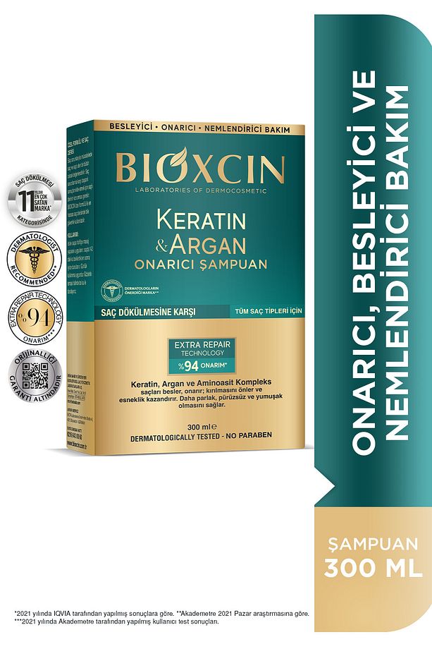 Keratin & Argan Onarıcı Bakım Şampuan 300 ml - Yıpranmış Ve Hassas Saçlar - 1