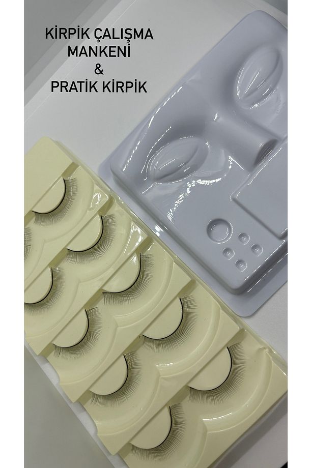 Kirpik çalışma mankeni + pratik kirpiği - 1