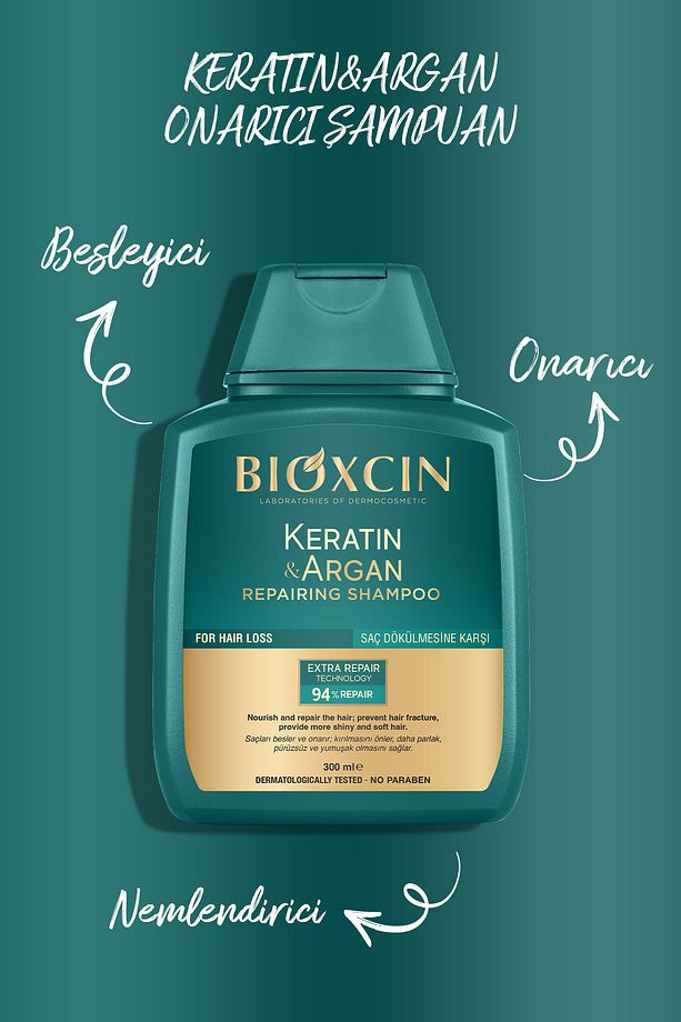 Keratin & Argan Onarıcı Şampuan 300 ml - Yıpranmış Ve Hasar Görmüş Saçlar 2 Li Avantaj Set- - 3