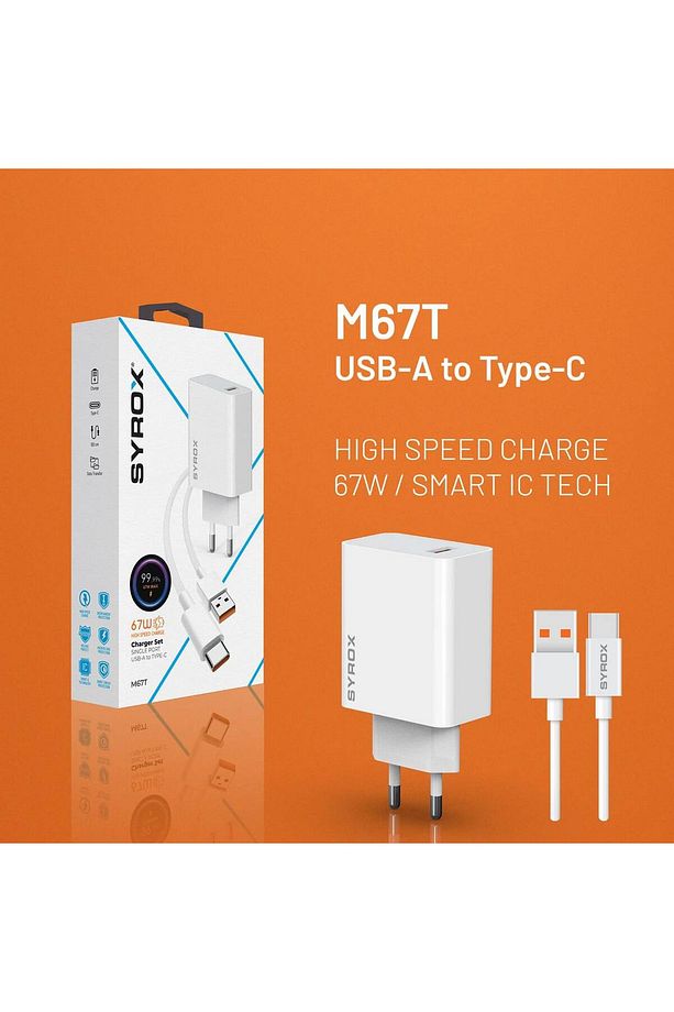 M67T Single USB-A Port High Speed Charger Adapter & Type-C Cable 67 WATT Mİ TURBO YÜKSEK HIZLI ŞARJ - 1