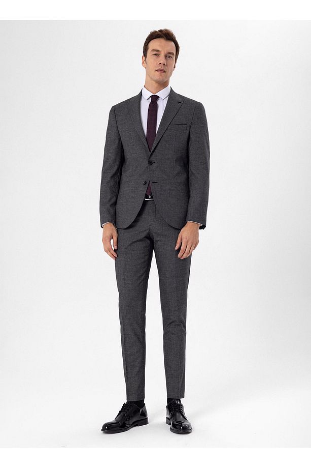 Süvari Normal Bel Slim Fit Siyah Erkek Takım Elbise TK1006900261 - 2