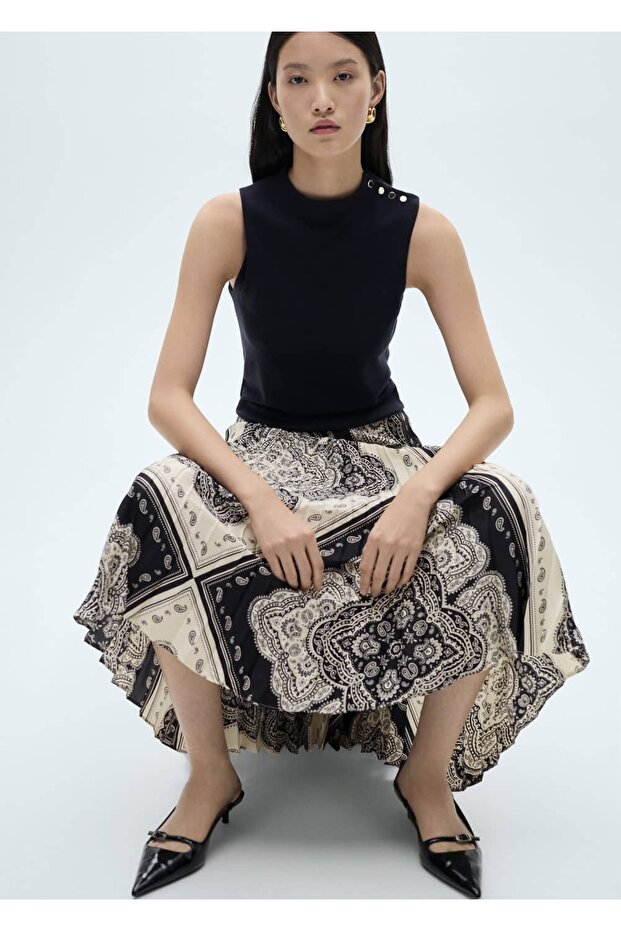 Fusta plisată cu model Paisley - 6