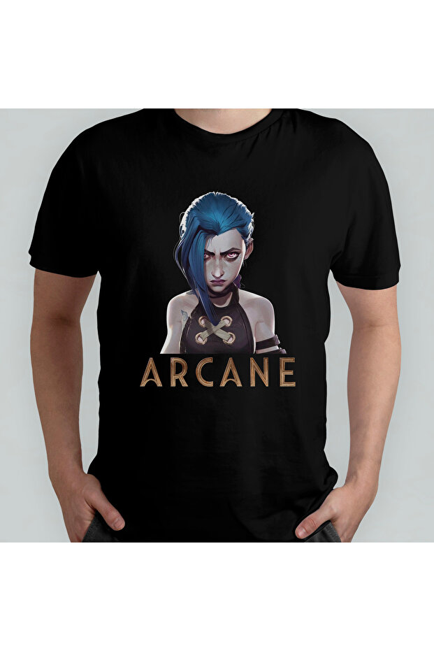 Arcane Jinx 100% Cotton Crew Neck T-Shirt Model 2