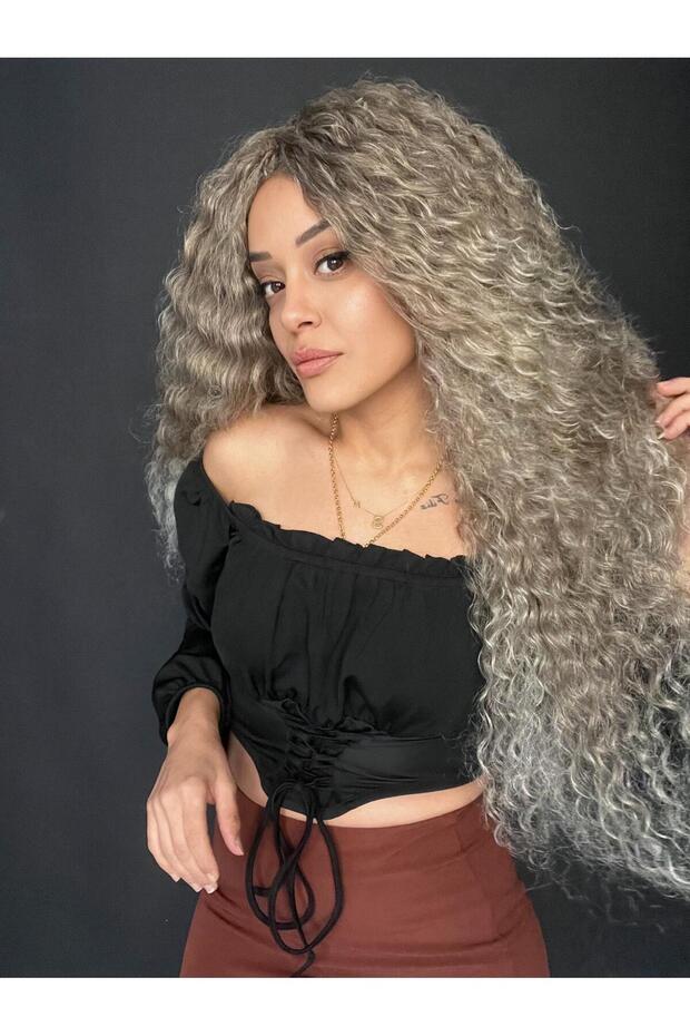 Afro Peruk Su dalgalı Modeli.Tepe kısmı her yöne ayrılır El yapımıdır.Sister Afro Suzan - 3