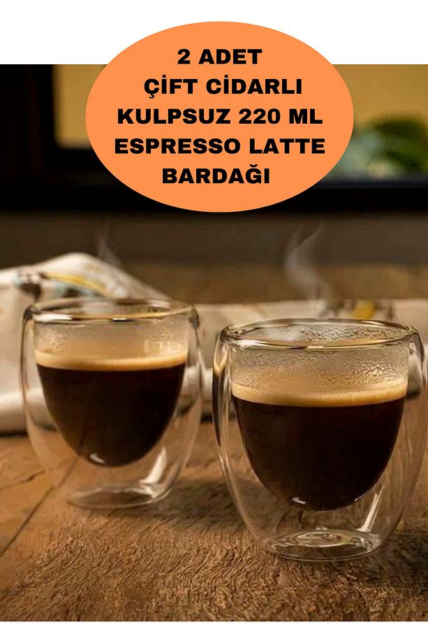 2 adet Hope Xing Çift cidarlı Cam Kahve Kupa BPA Free Cam Oval-Shaped Latte, Çay, Espresso 220ml - 1