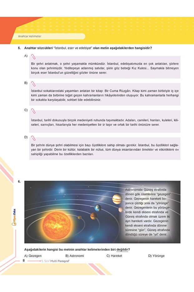 2026 5. Sınıf Multi Paragraf Soru Bankası - 4