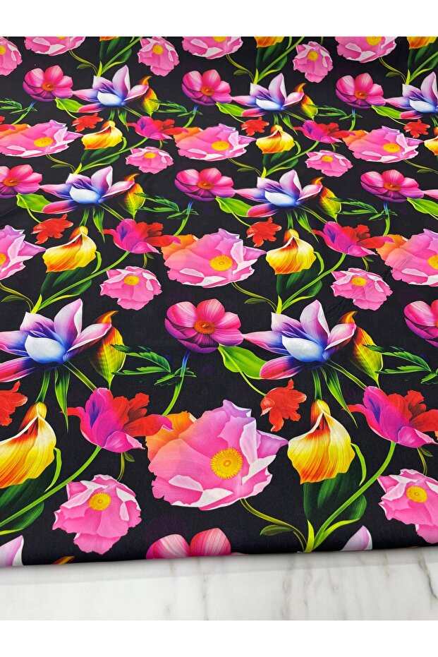 Çuha Çiçeği Desen Elbiselik Gömleklik Krep Kumaş Ürünümüz Adet Olarak Satılır 1 Adet 1 Metre - 2