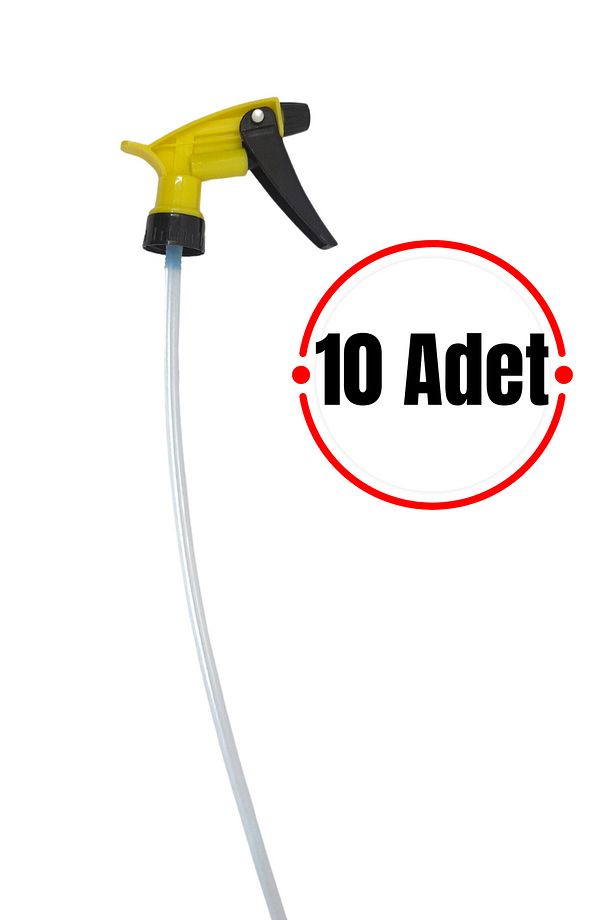 Kimyasala Dayanıklı Triger Sprey Başlık - Sarı, Fısfıs Sprey Başlığı 1 Lt Uyumlu 10 Adet - 4