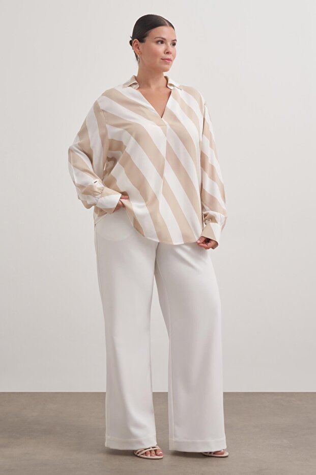 Ριγέ μπλούζα ντραπέ - 4