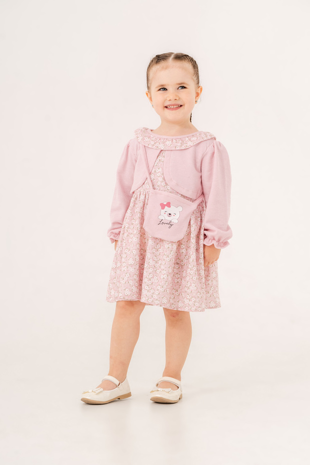 Flower Pattern Girl's Dress with Bolero