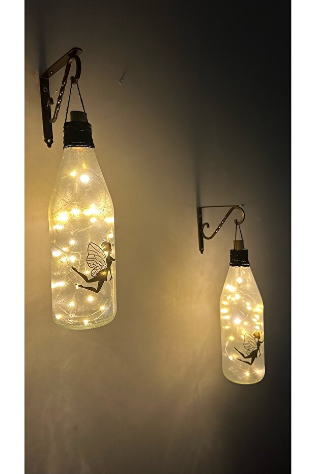 Cam Şişe Aplik Dekoratif Aydınlatma El Yapımı Peri Ledli Teklemeler - 2