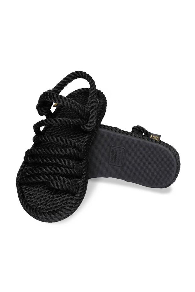 Havana Rubber Sole Women's Rope Sandals Black