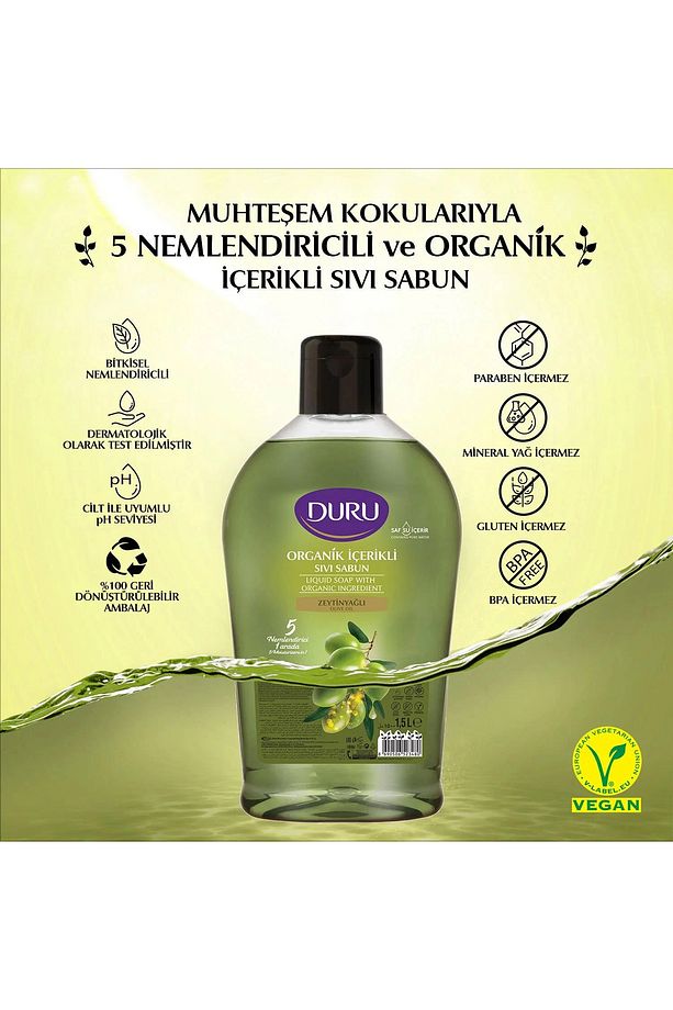 Organik İçerikli Zeytinyağlı Sıvı Sabun 1500 ML 3 adet - 3