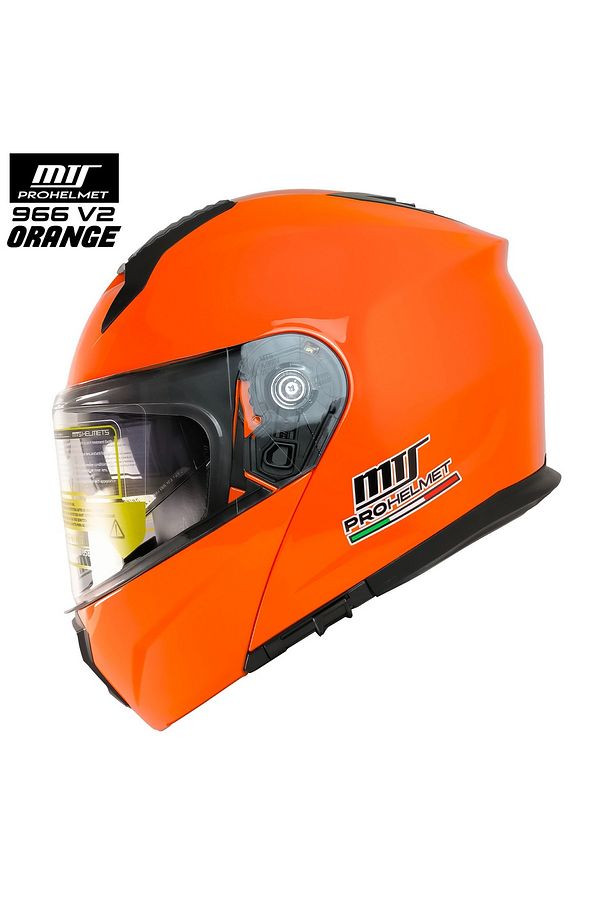 -966-V2 ÇENE AÇILIR KASK (ORANGE) - 1