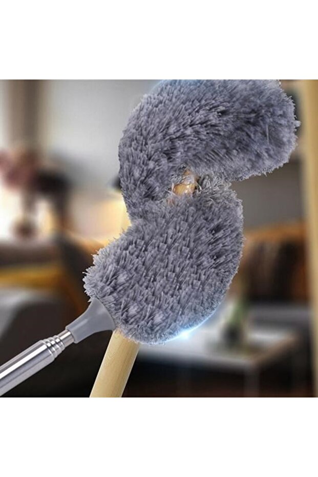 فرشاة غبار رمادية اللون مع رأس ناعم من الألياف الدقيقة قابلة للتمديد تلسكوبية - 3