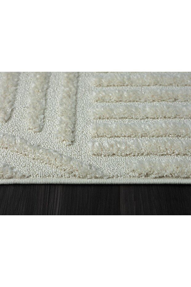 Loop Lp001a Beyaz Halı Dekoratif Sisal Bukle Tozsuz Antialerjik Salon Halısı Yatak Odası Koridor - 7