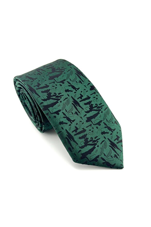 Green Black Patterned Tie - 2