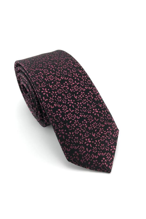 Black Light Burgundy Patterned Slim Tie