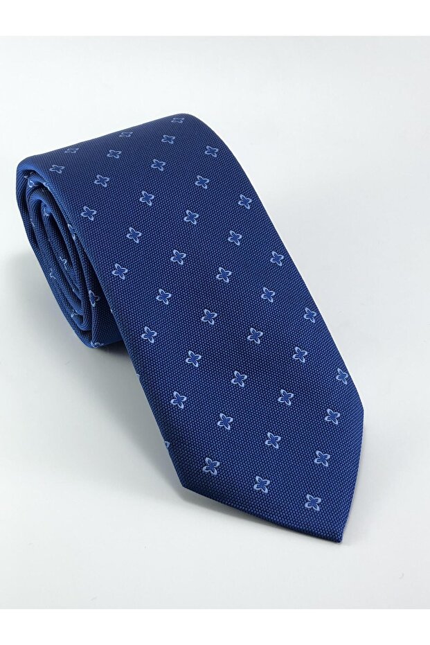 Indigo Blue Patterned Tie - 1