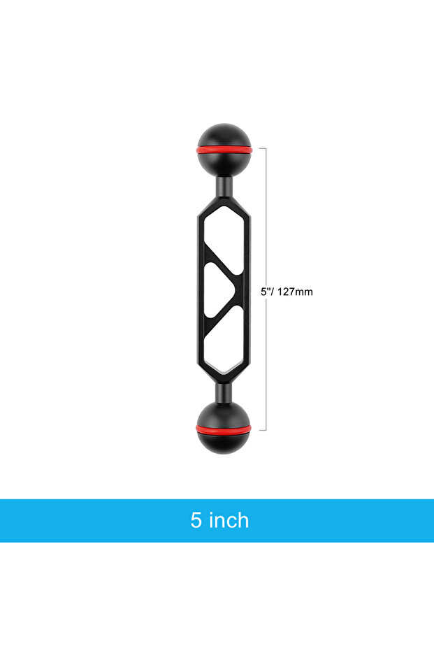 5inch Ball Arm Diving Light Double Arm System Connector Dual 1 inch Ball Head Extension for Camera T