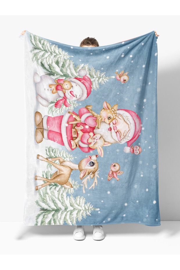 New Year & Christmas Patterned Fleece Blanket Tv Blanket Merry Christmas Deer