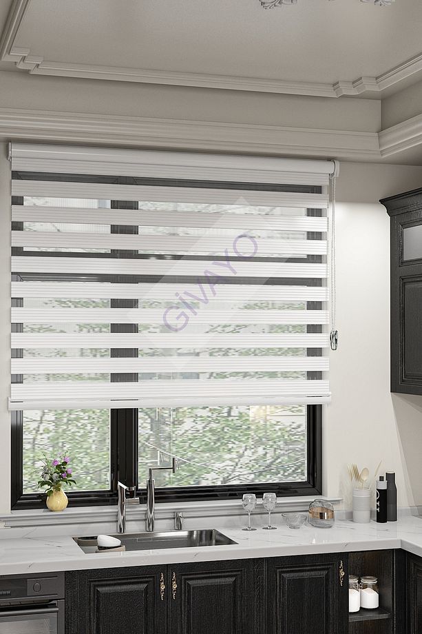İthal Ekru Pliseli Etek Dilimsiz Zebra Stor Perde - 3