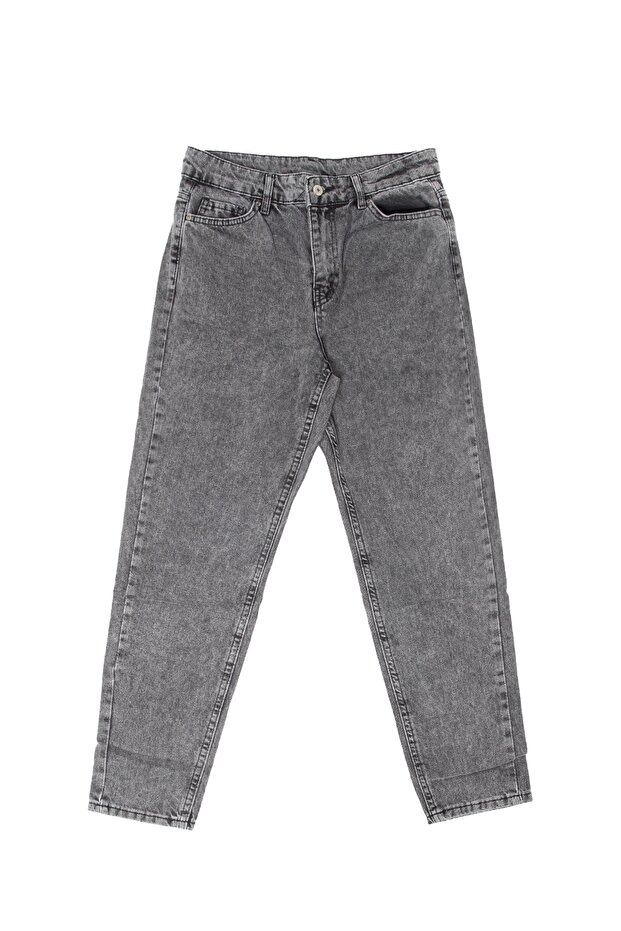 Gray Washed Basic Jeans - 3