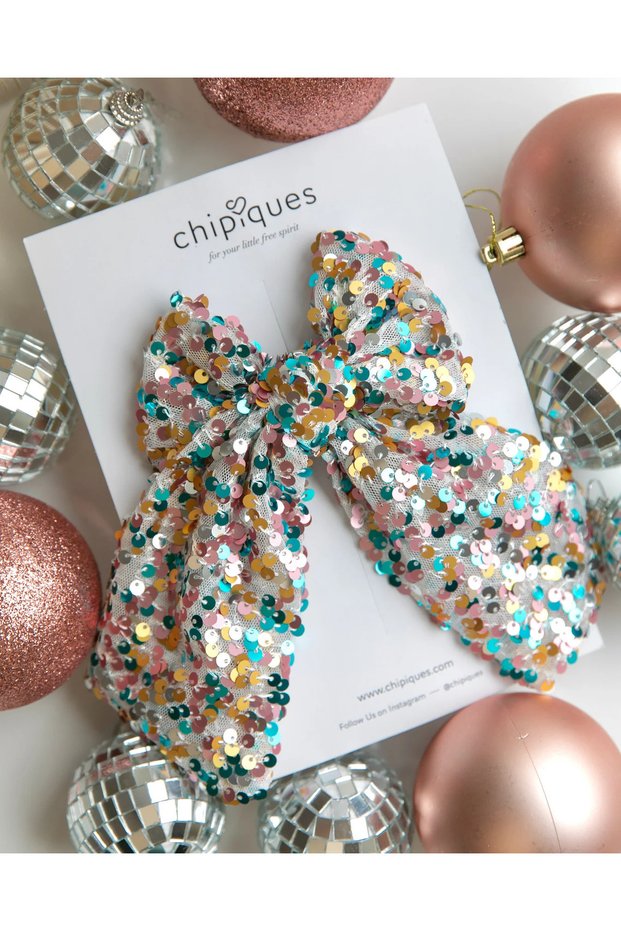 Hologram Sequined Children's Ballerina Bow Automatic Clip - Stylish, Sparkling, and Comfortable to Use