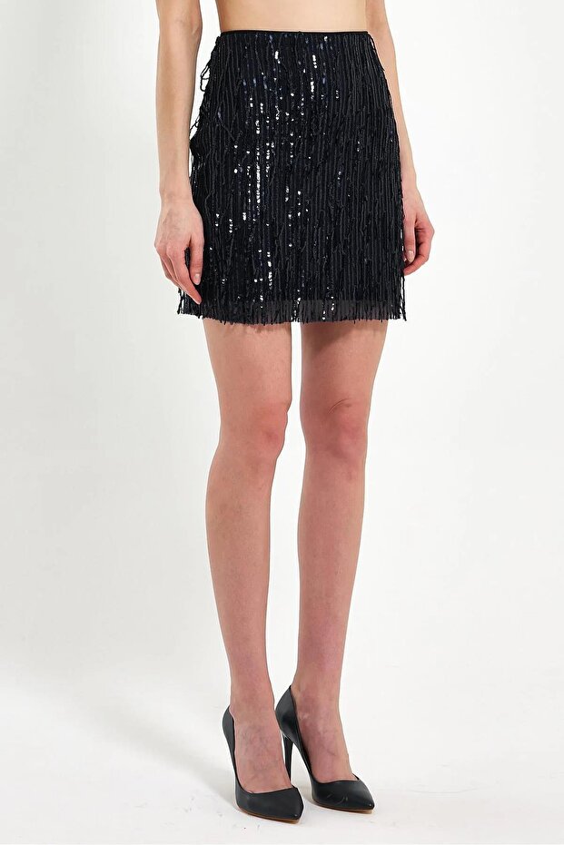 Pul Payet İşlemeli Mini Etek - 3