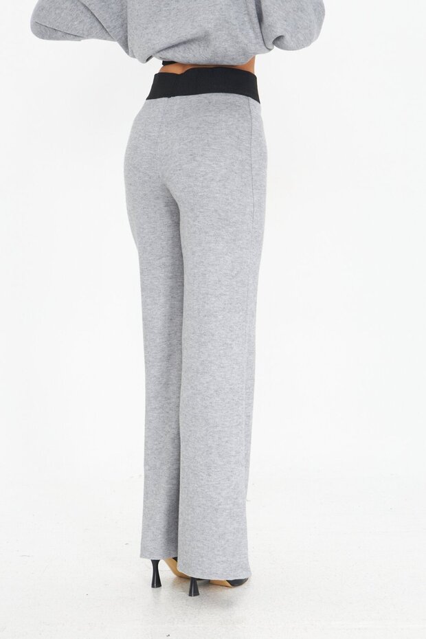 İSPANYOL PAÇA GRİ TRİKO PANTOLON - 6
