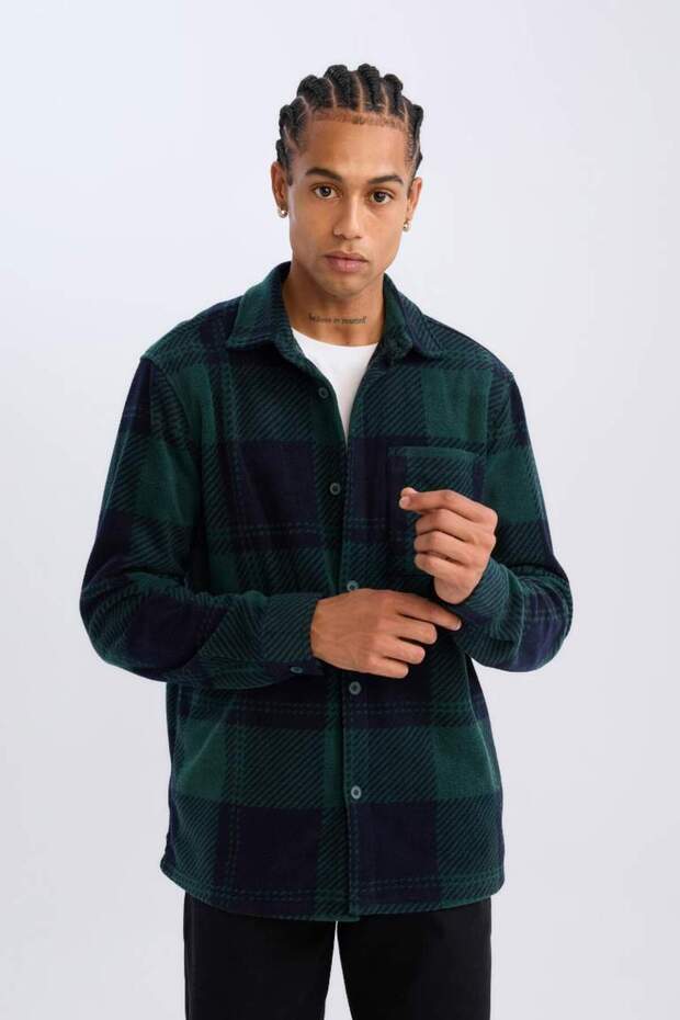 Regular Fit Kareli Polar Uzun Kollu Gömlek - 4