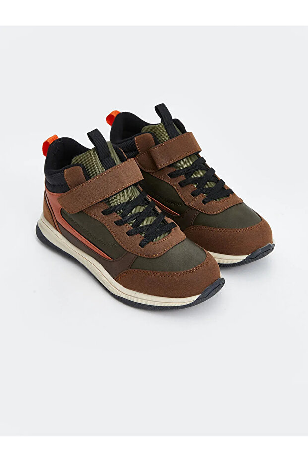 Lcw Steps Kahverengi Renk Bloklu Bağcık Ve Cırt Cırtlı Erkek Çocuk Spor Ayakkabı - 1