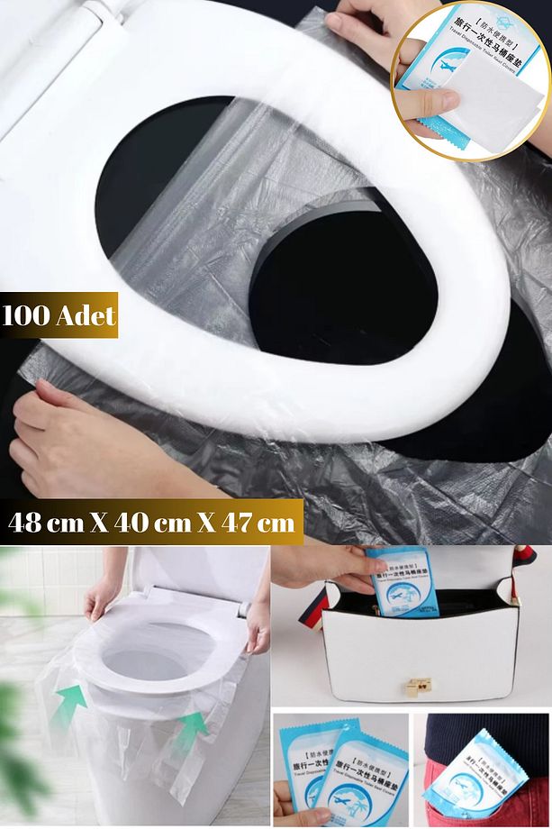 100 Paket Hijyenik Klozet Kapağı Poşeti | Cepte Çandada Taşınabili Klozet Kapağı Poşeti - 1