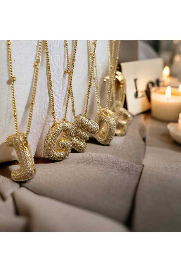 ZİRKON TAŞLI HARF KOLYE - 4