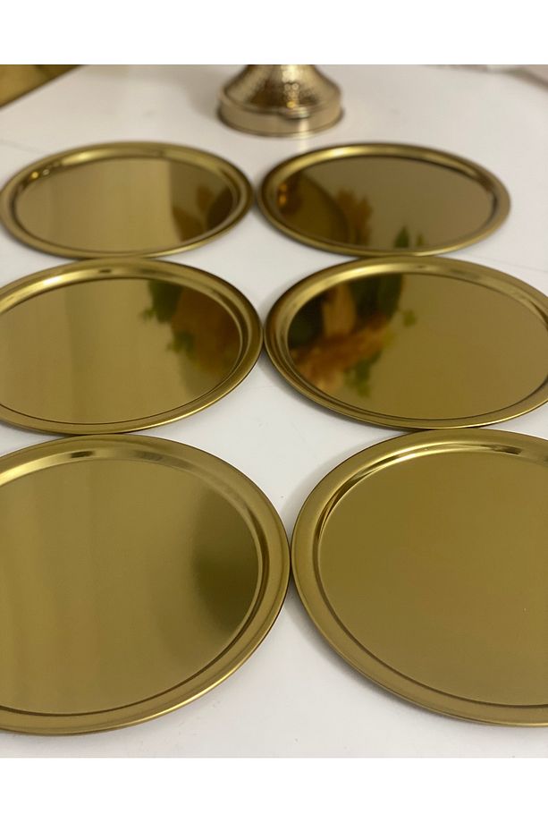 ÇELİK GOLD 6 ADET YUVARLAK MODEL SERVİS VE SUNUM TEPSİSİ - 1