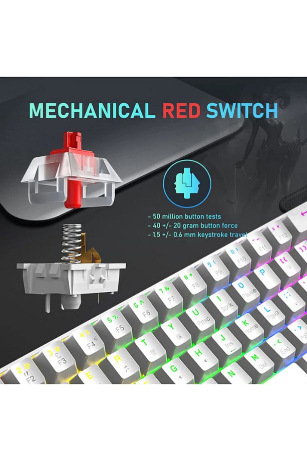 T60 Kırmızı Switch Mekanik Klavye Kablolu Gaming Driverli Oyuncu Klavyesi T60 Mini Q Klavye - 3