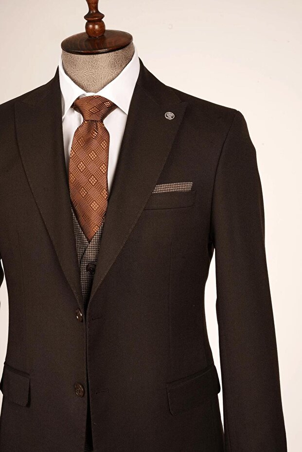 بدلة قهوة بتأثير الصوف من Dresden مع سترة - 5