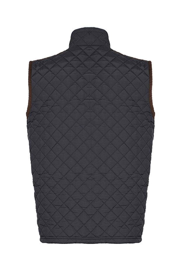 LACİVERT BİYELİ KAPİTONE YELEK - 2