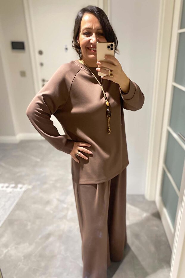 Modal Fabric Large Size Double Suit Brown - 2