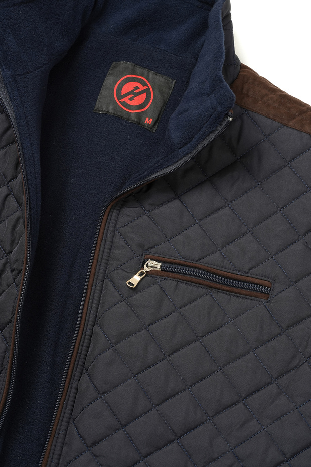 LACİVERT BİYELİ KAPİTONE YELEK - 3