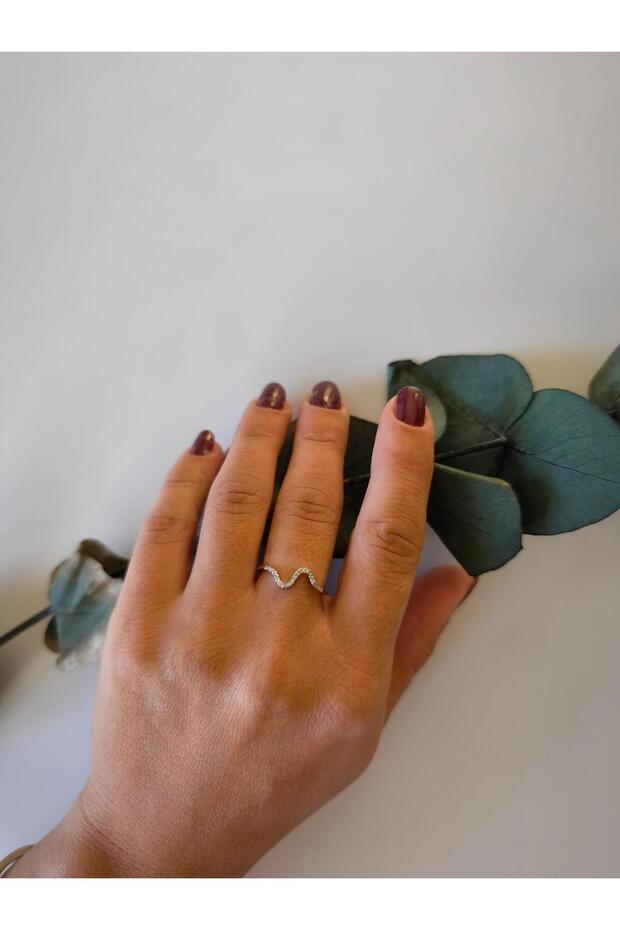 متعرج نموذج الزركون حجر خاتم فضة قابل للتعديل - 2