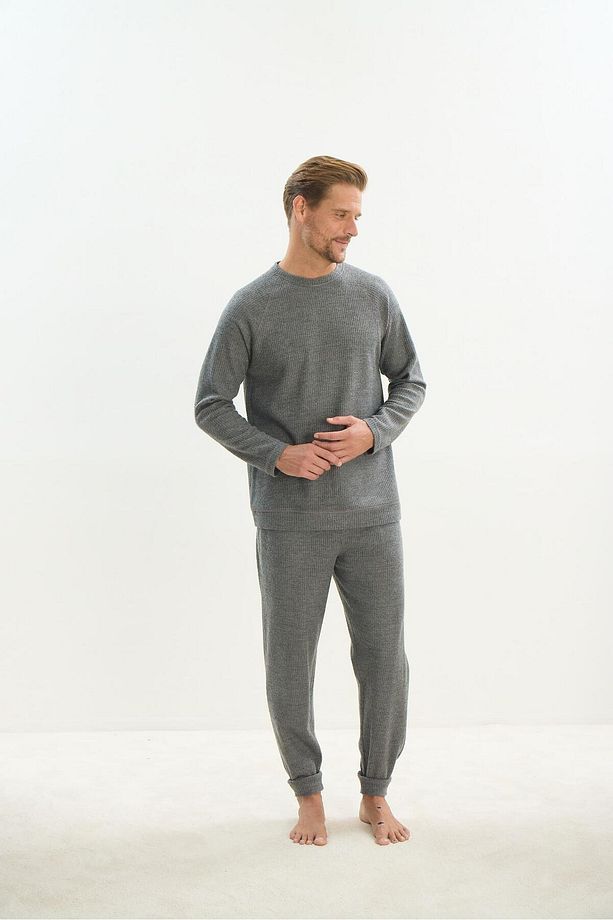 Erkek Uzun Kol Antrasit Pijama Takım C0T4N5O9 - 3
